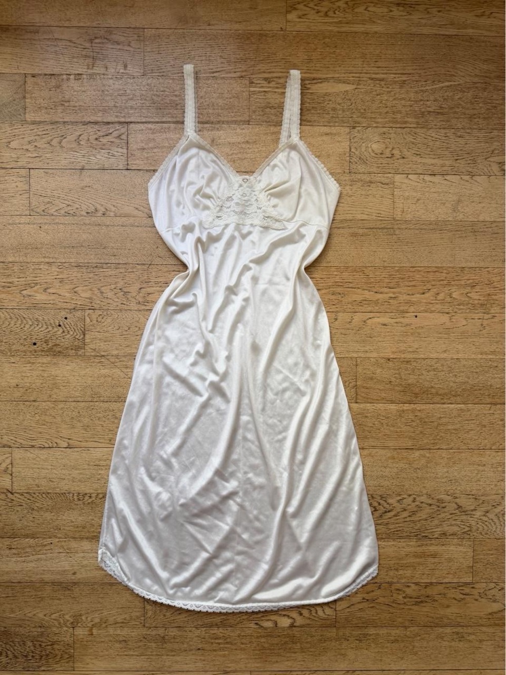 80s Ivory Satin Lace Slip Dress Coquette Vintage Lingerie